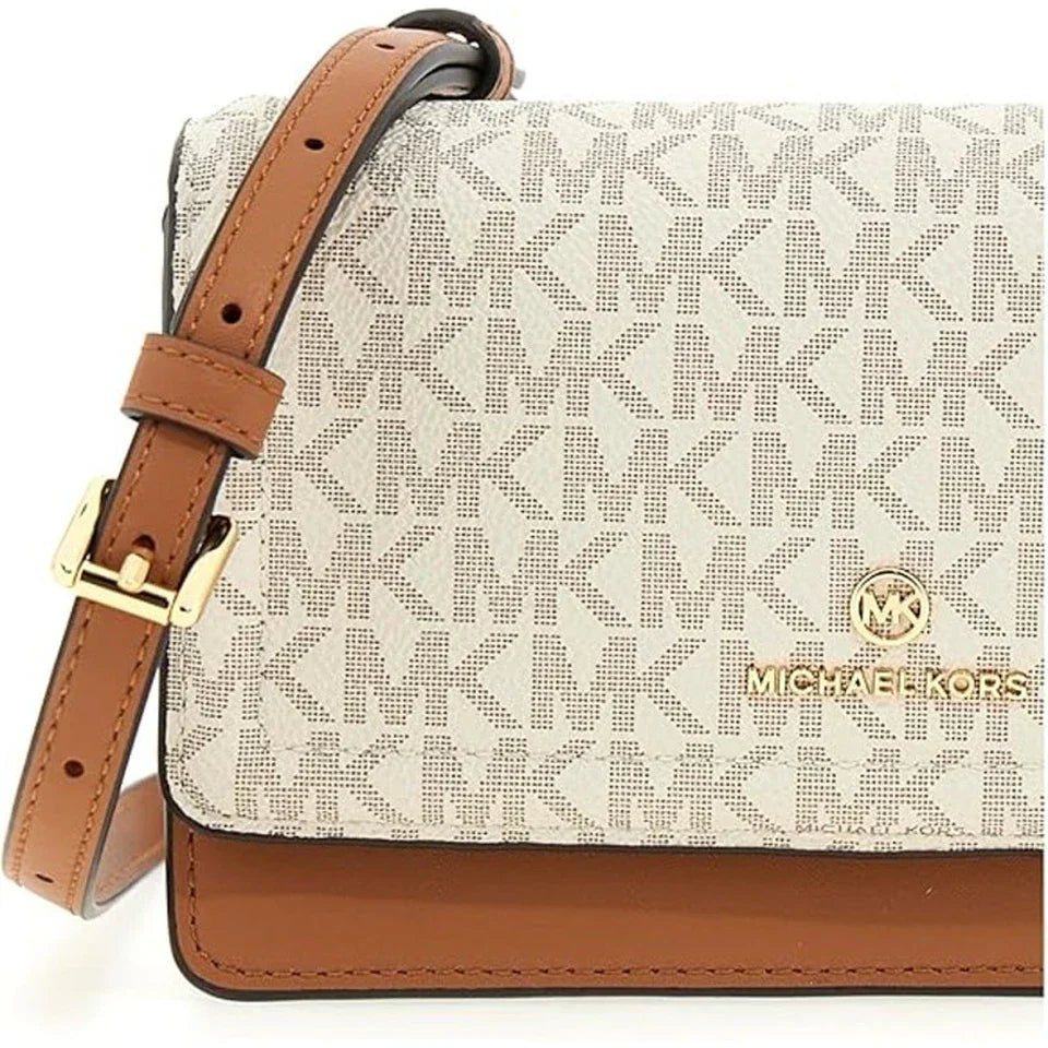 NWT Michael Kors Women Crossbody Bag-Leather- Vanilla/Acorn-OS
