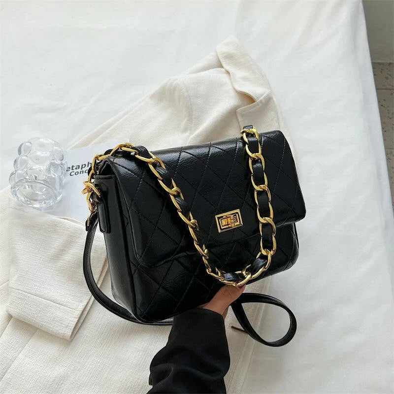 Women Mini Handbag PU Leather Shoulder Crossbody Luxury Trendy Black Purse