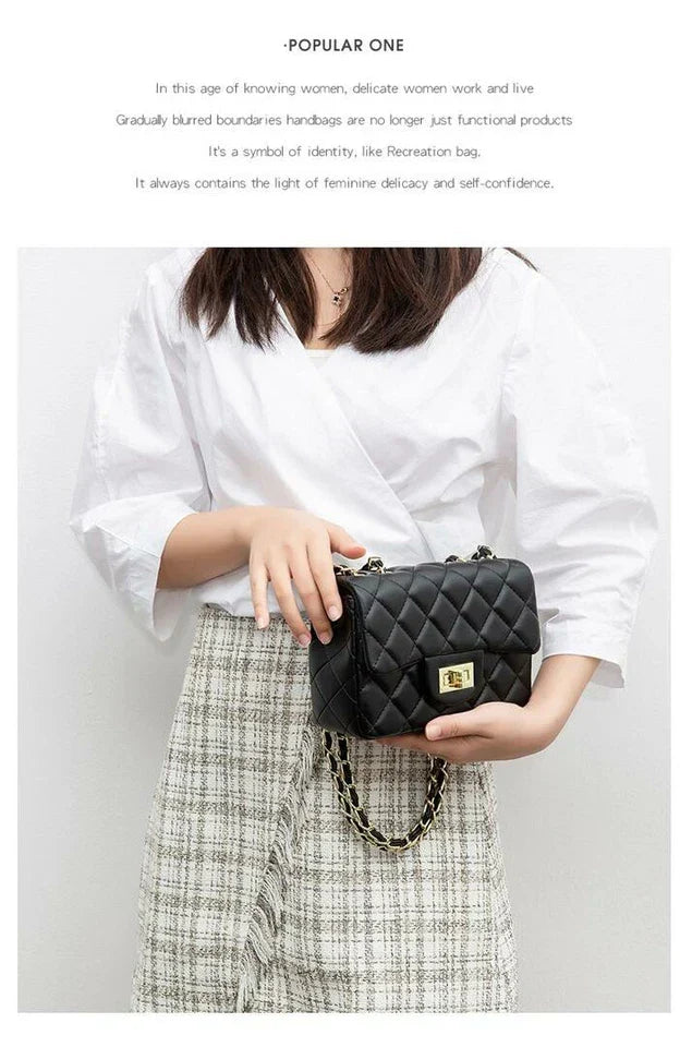 Women Mini Handbag PU Leather Shoulder Crossbody Luxury Trendy Black Purse